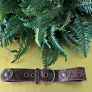 Brown Decorative Belt with Metal Accents